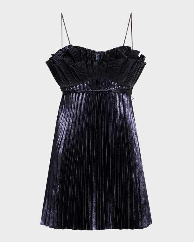 Pithill Pleated Metallic Mini Dress